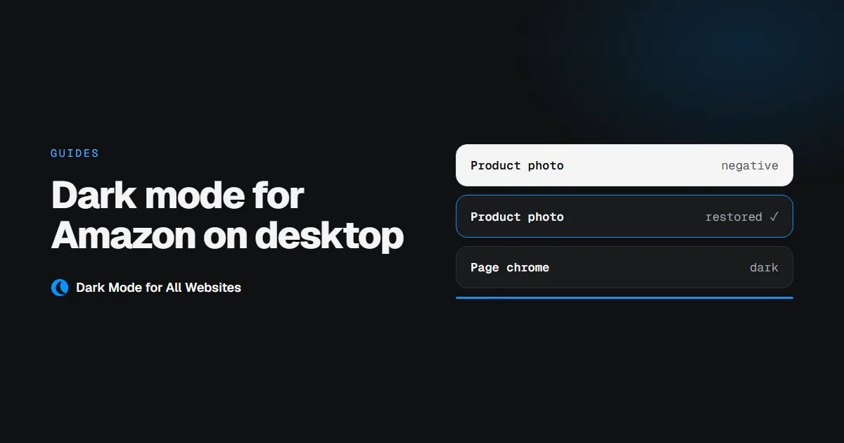 Dark Mode for Amazon on Desktop, Without Losing the Product Photos